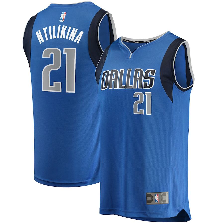Men Dallas Mavericks #21 Frank Ntilikina Fanatics Branded Blue Fast Break Replica NBA Jersey
